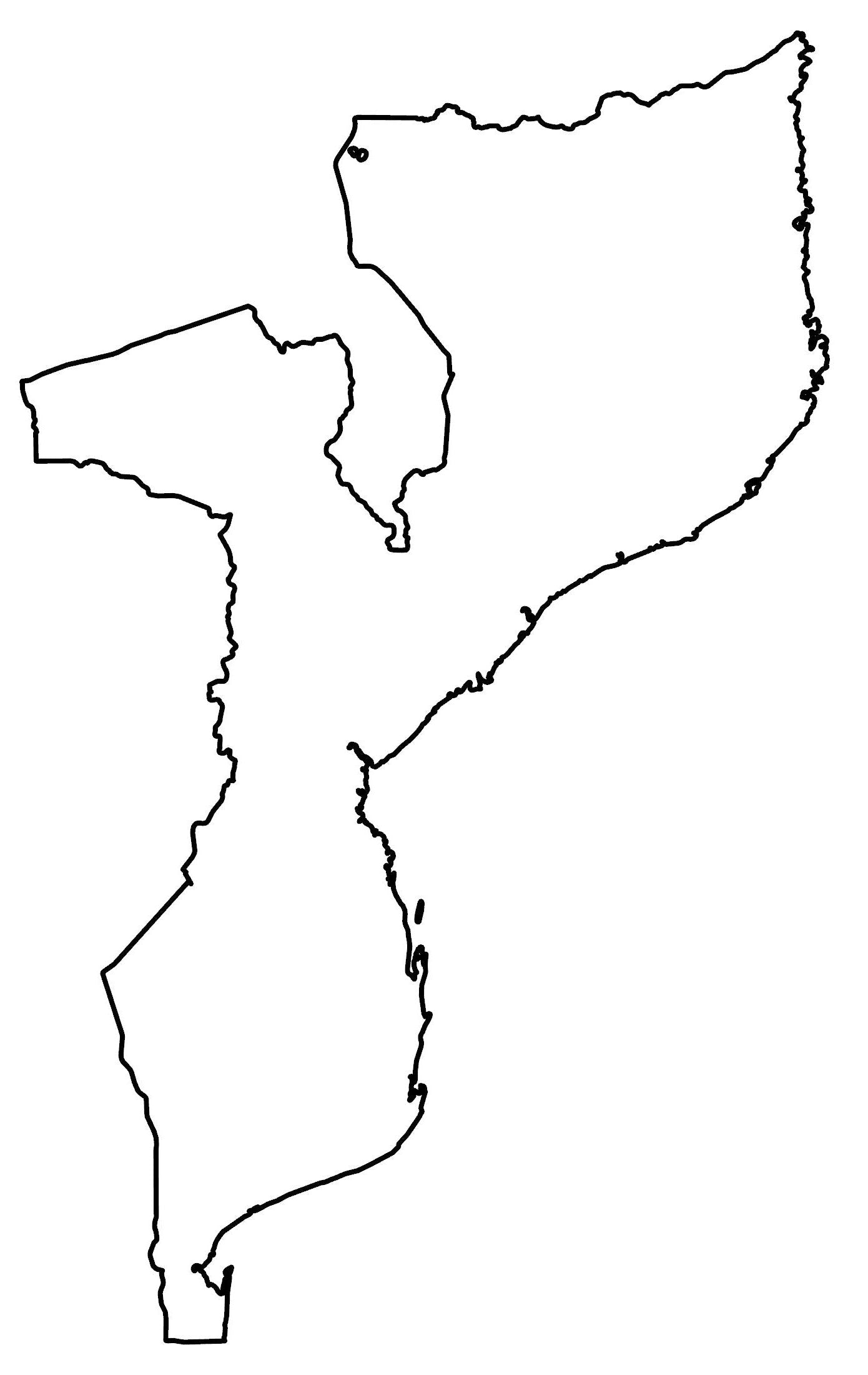 Mozambique Blank Outline Map Glossy Poster Picture Photo Print Banner  Booma Prints