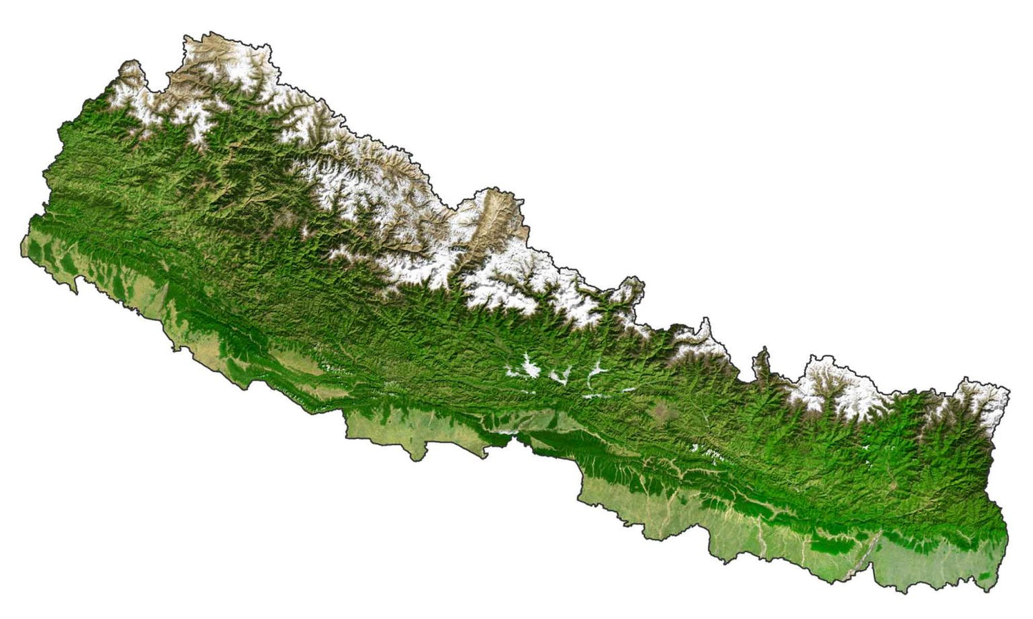 Nepal Satellite Map Glossy Poster Picture Photo Print Banner  Booma Prints