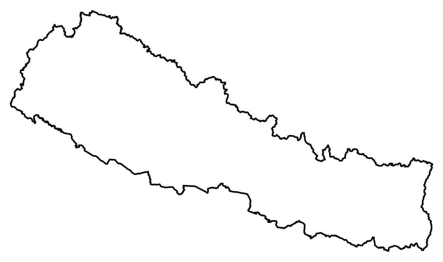 Nepal Blank Outline Map Glossy Poster Picture Photo Print Banner  Booma Prints