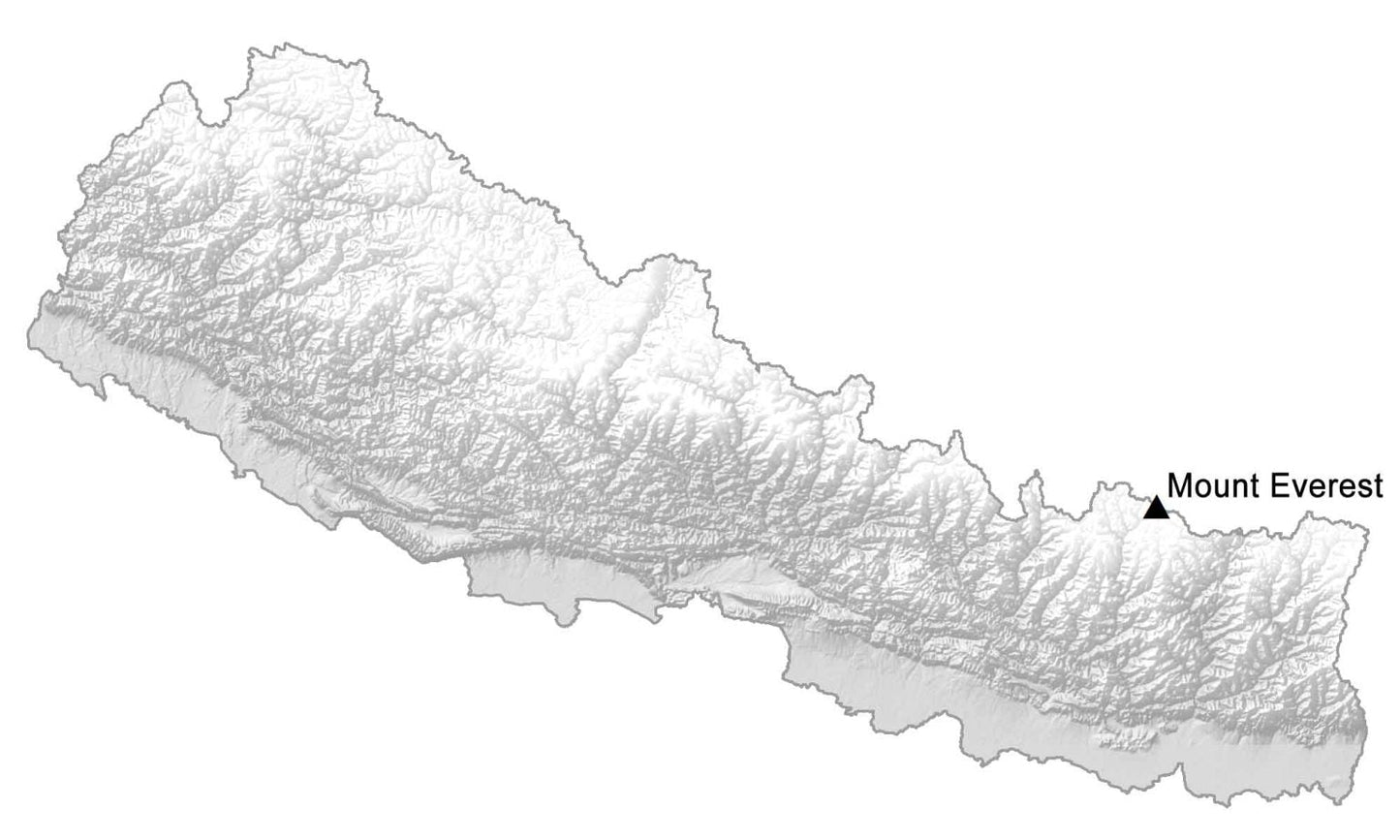 Nepal Elevation Map Glossy Poster Picture Photo Print Banner  Booma Prints