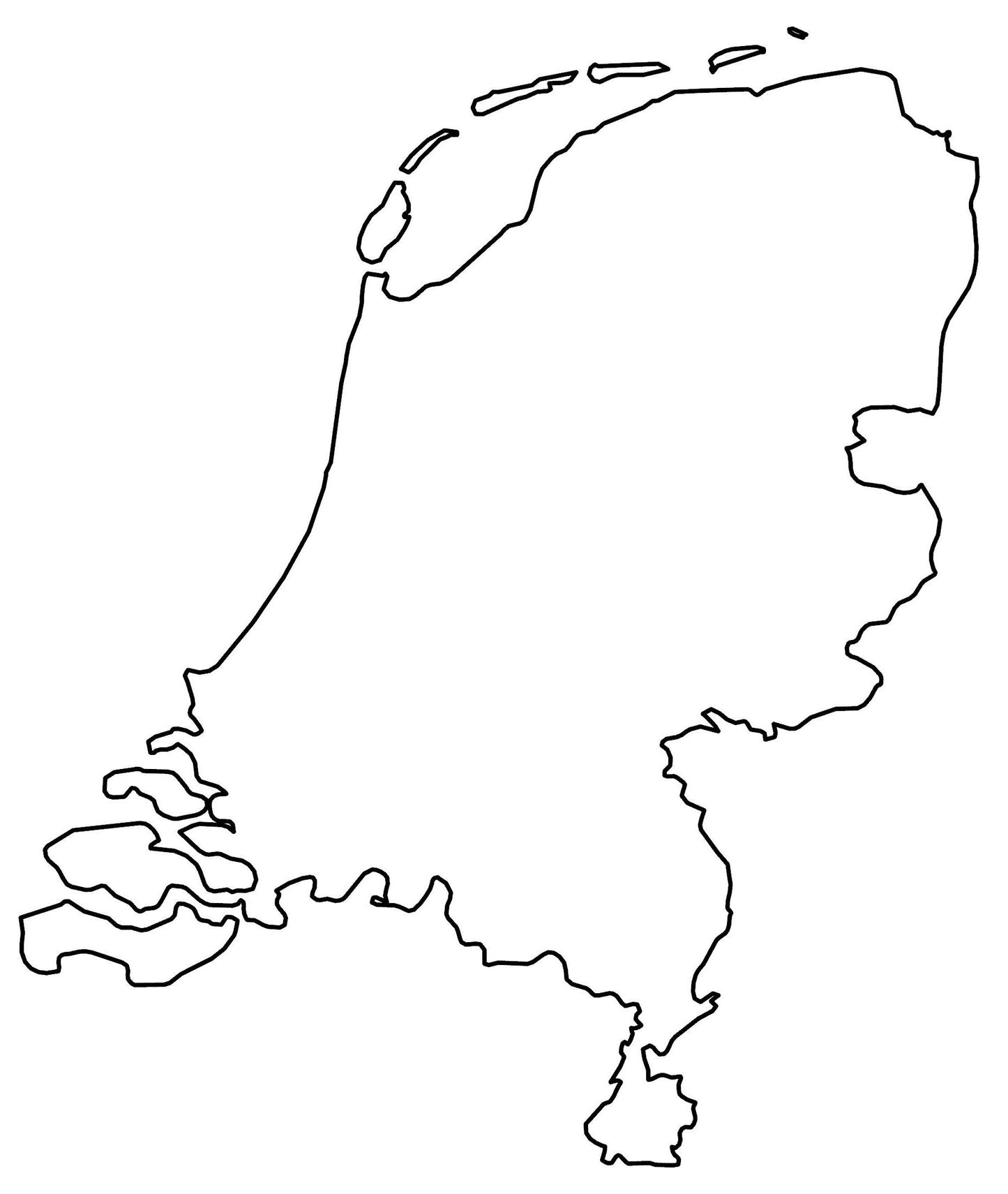 Netherlands Blank Outline Map Glossy Poster Picture Photo Print Banner  Booma Prints