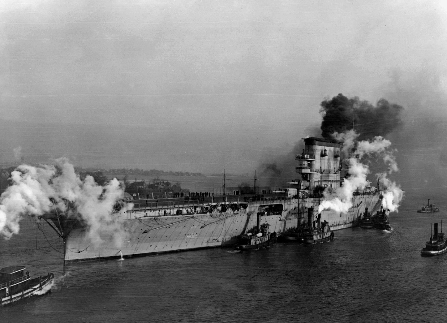 Uss Lexington With Tugs 1928 Glossy Poster Picture Photo Print Banner  Booma Prints