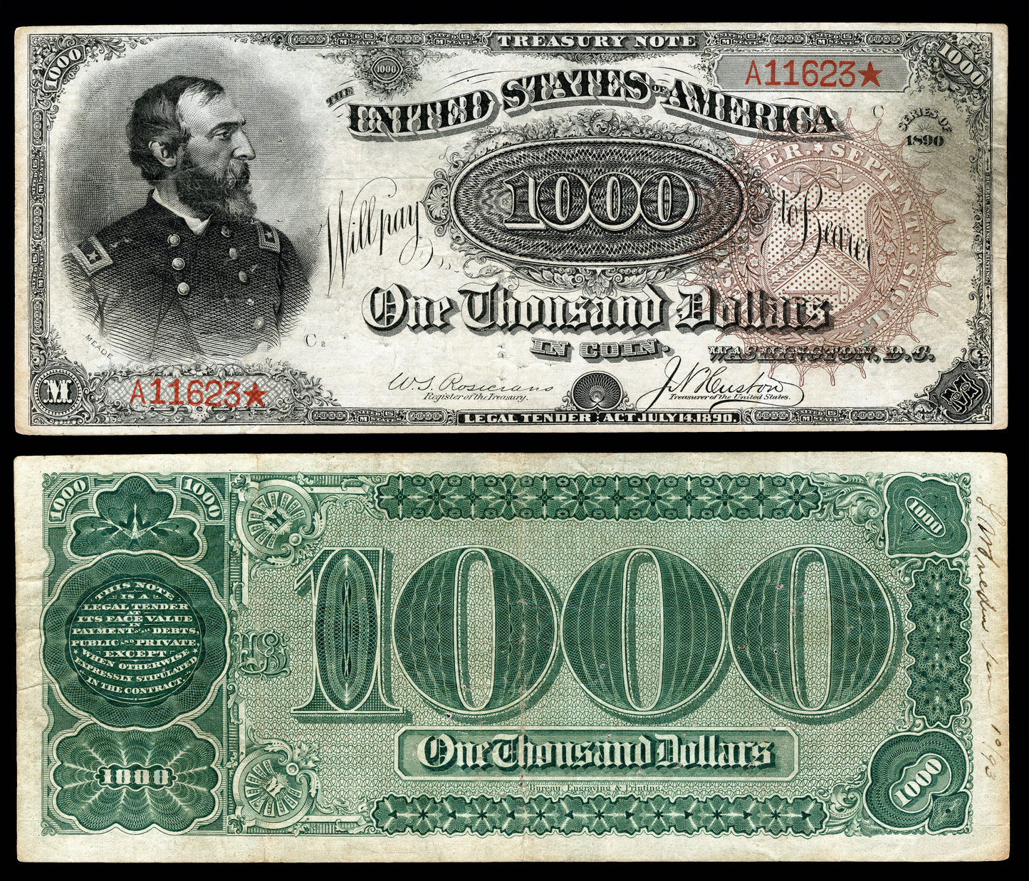 George Meade 1000 Dollar Treasury Note Poster Picture Photo Print Banner  Booma Prints
