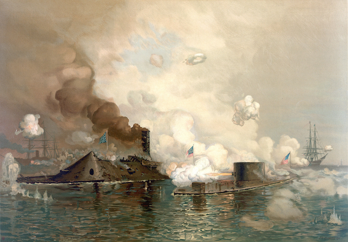 Monitor And Merrimack Civil War Ships Poster Picture Photo Print Banner  Booma Prints