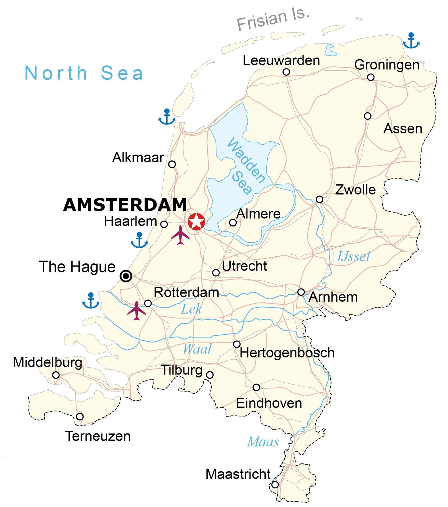 Netherlands Road Map Glossy Poster Picture Photo Print Banner  Booma Prints