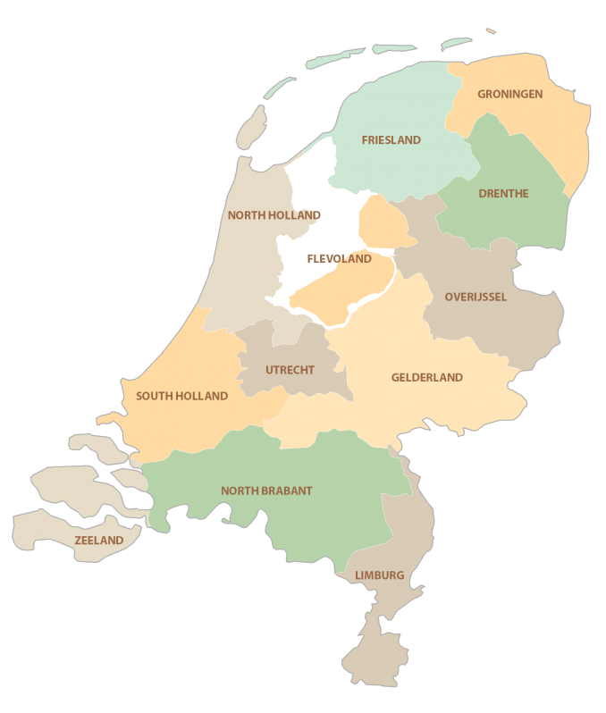Netherlands Provinces Map Glossy Poster Picture Photo Print Banner  Booma Prints