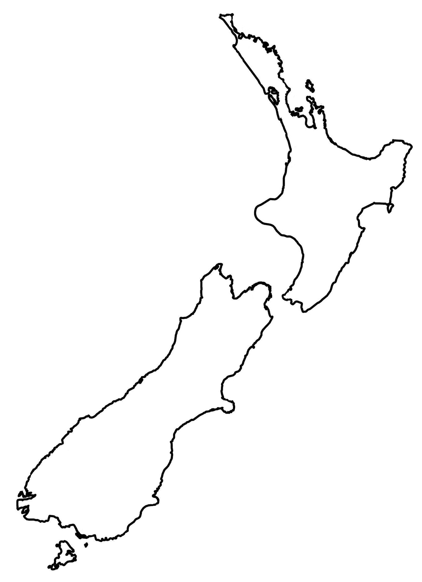 New Zealand Blank Outline Map Glossy Poster Picture Photo Print Banner  Booma Prints