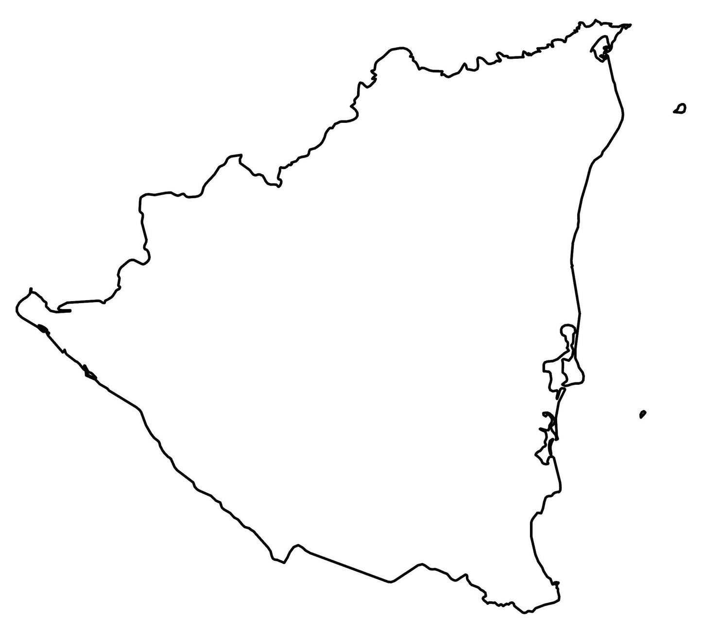 Nicaragua Blank Outline Map Glossy Poster Picture Photo Print Banner  Booma Prints