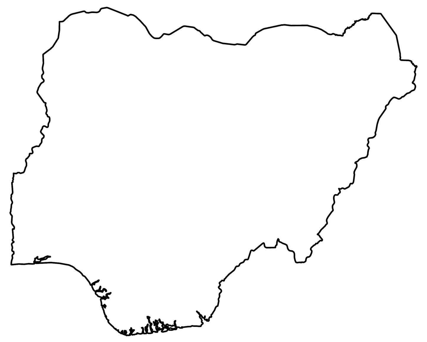 Nigeria Blank Outline Map Glossy Poster Picture Photo Print Banner  Booma Prints
