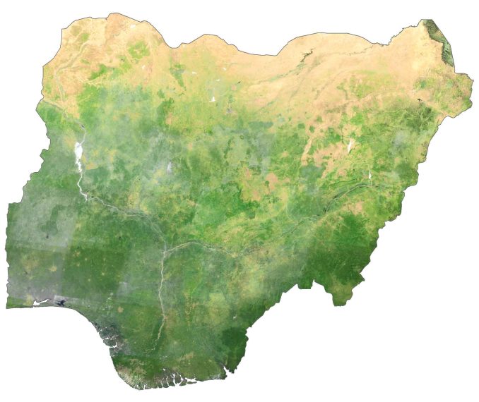 Nigeria Satellite Map Glossy Poster Picture Photo Print Banner  Booma Prints