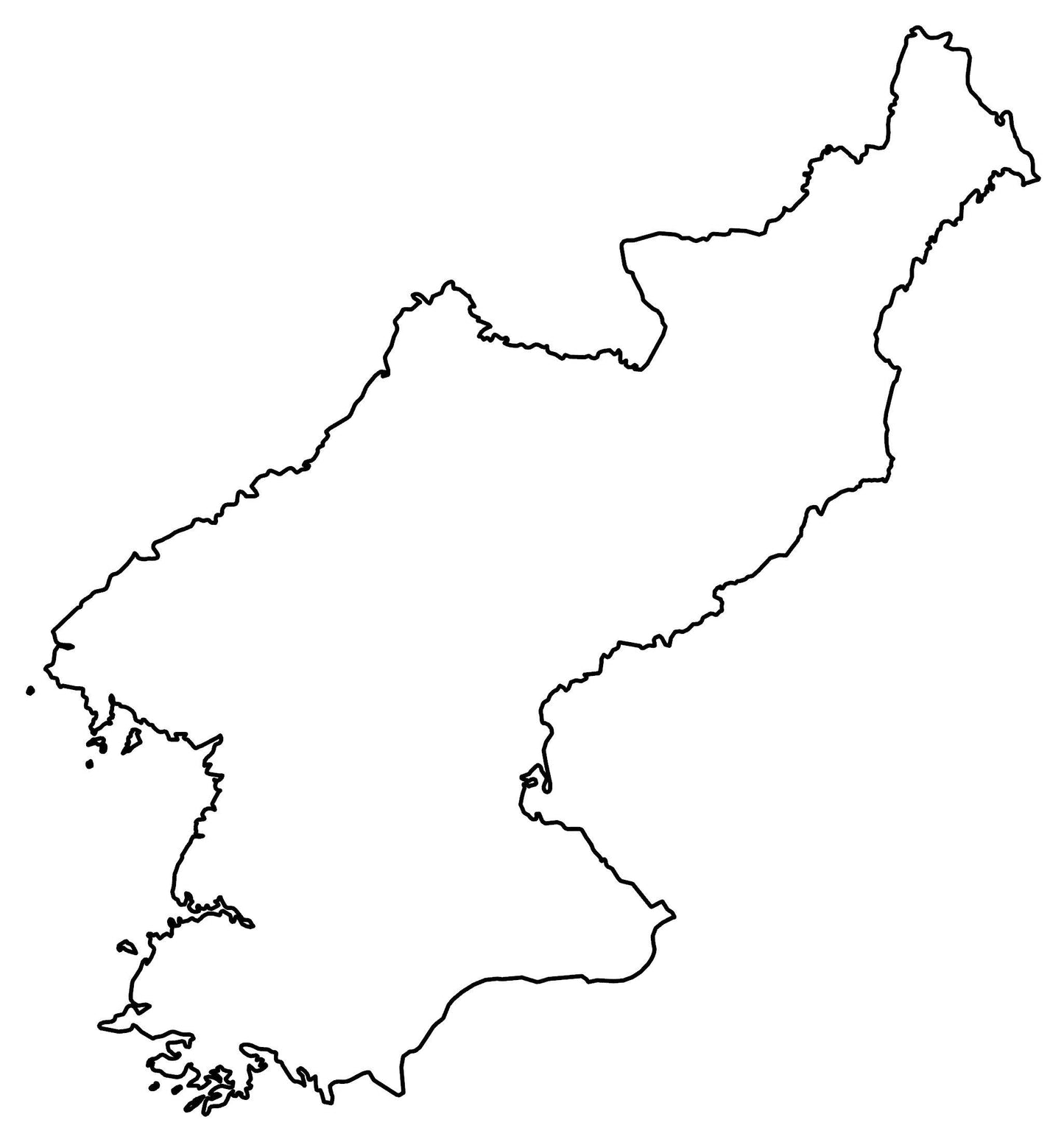 North Korea Blank Outline Map Glossy Poster Picture Photo Print Banner  Booma Prints