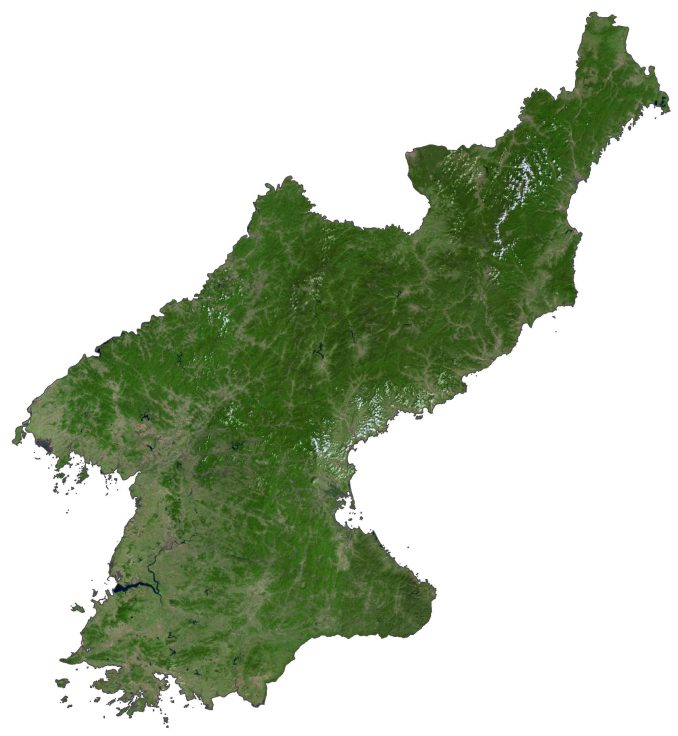 North Korea Satellite Map Glossy Poster Picture Photo Print Banner  Booma Prints