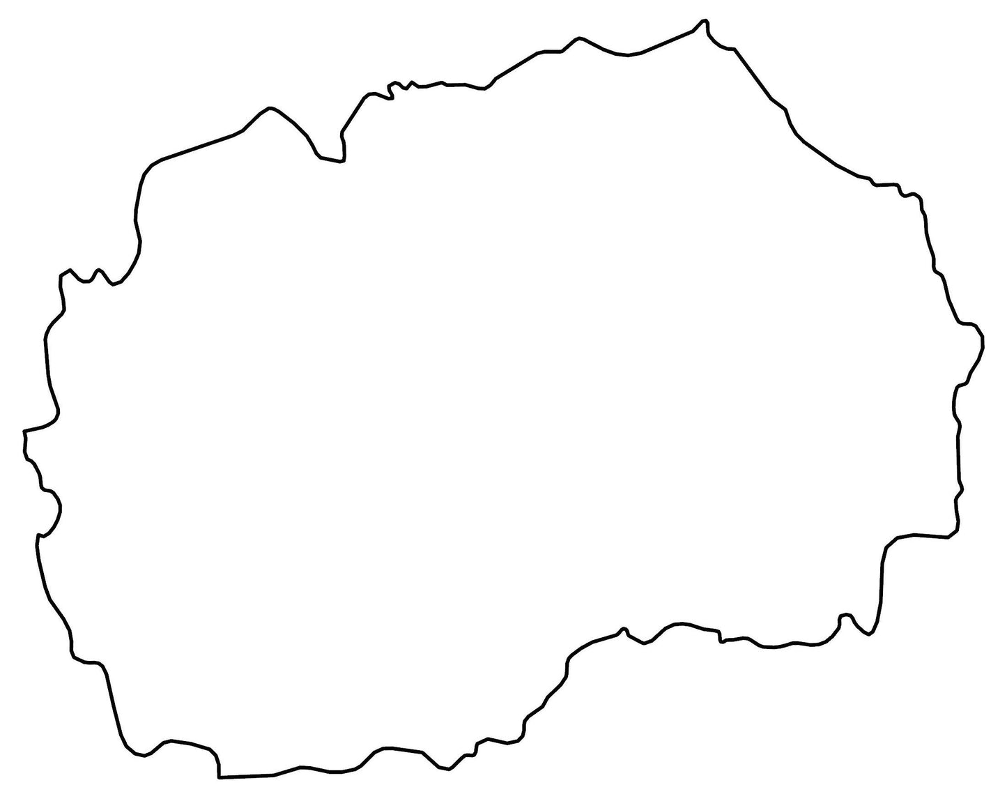 North Macedonia Blank Outline Map Glossy Poster Picture Photo Print Banner  Booma Prints
