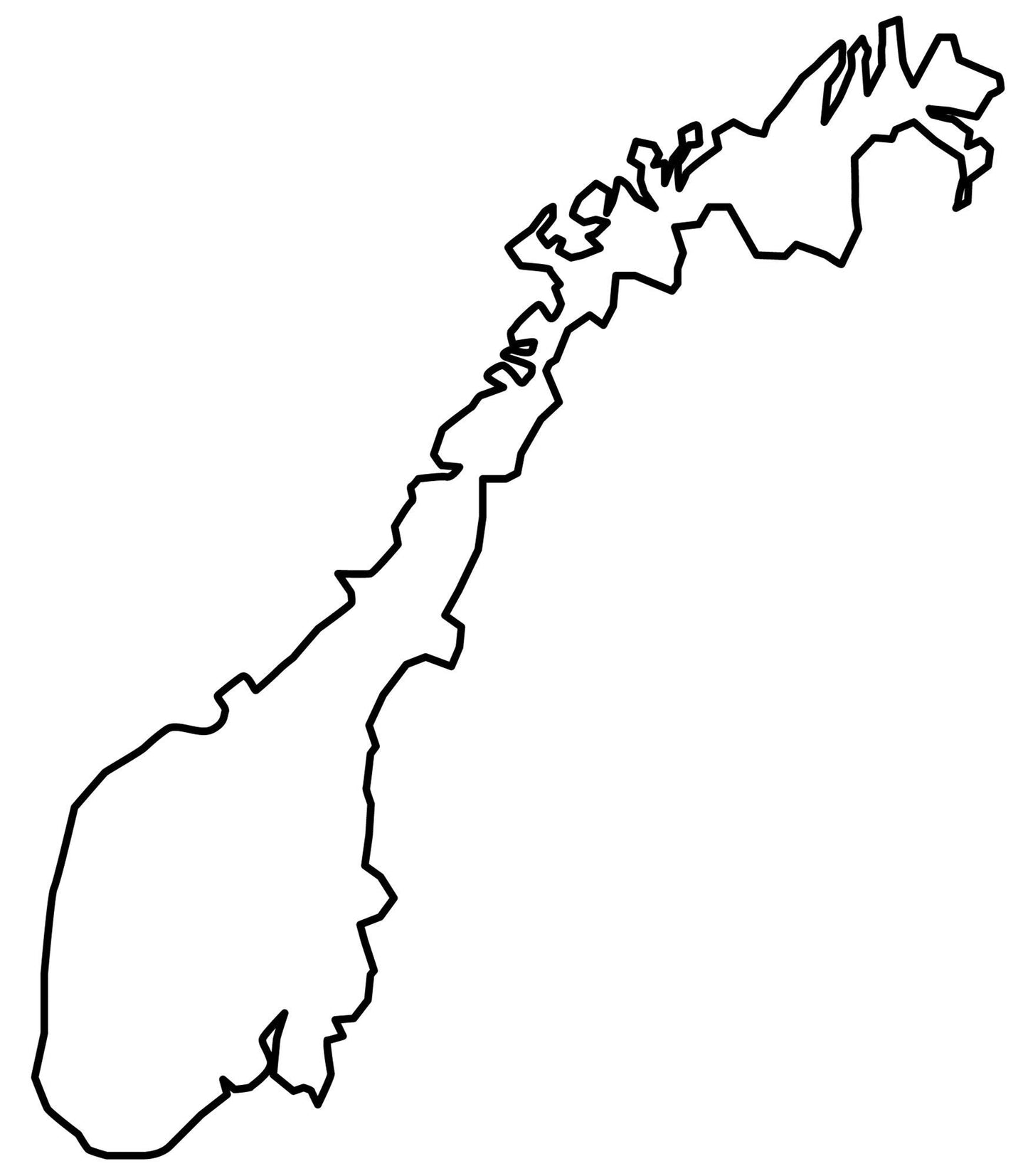 Norway Blank Outline Map Glossy Poster Picture Photo Print Banner  Booma Prints