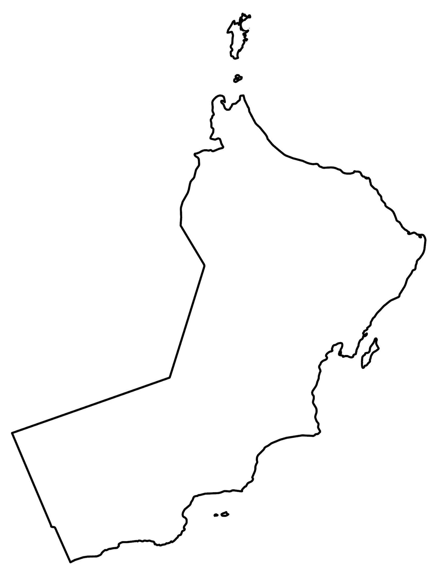 Oman Blank Outline Map Glossy Poster Picture Photo Print Banner  Booma Prints