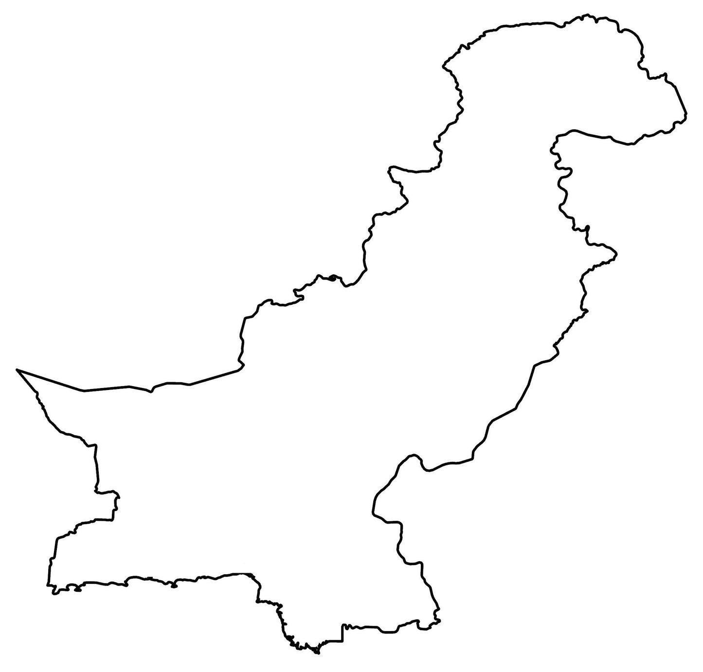 Pakistan Blank Outline Map Glossy Poster Picture Photo Print Banner  Booma Prints