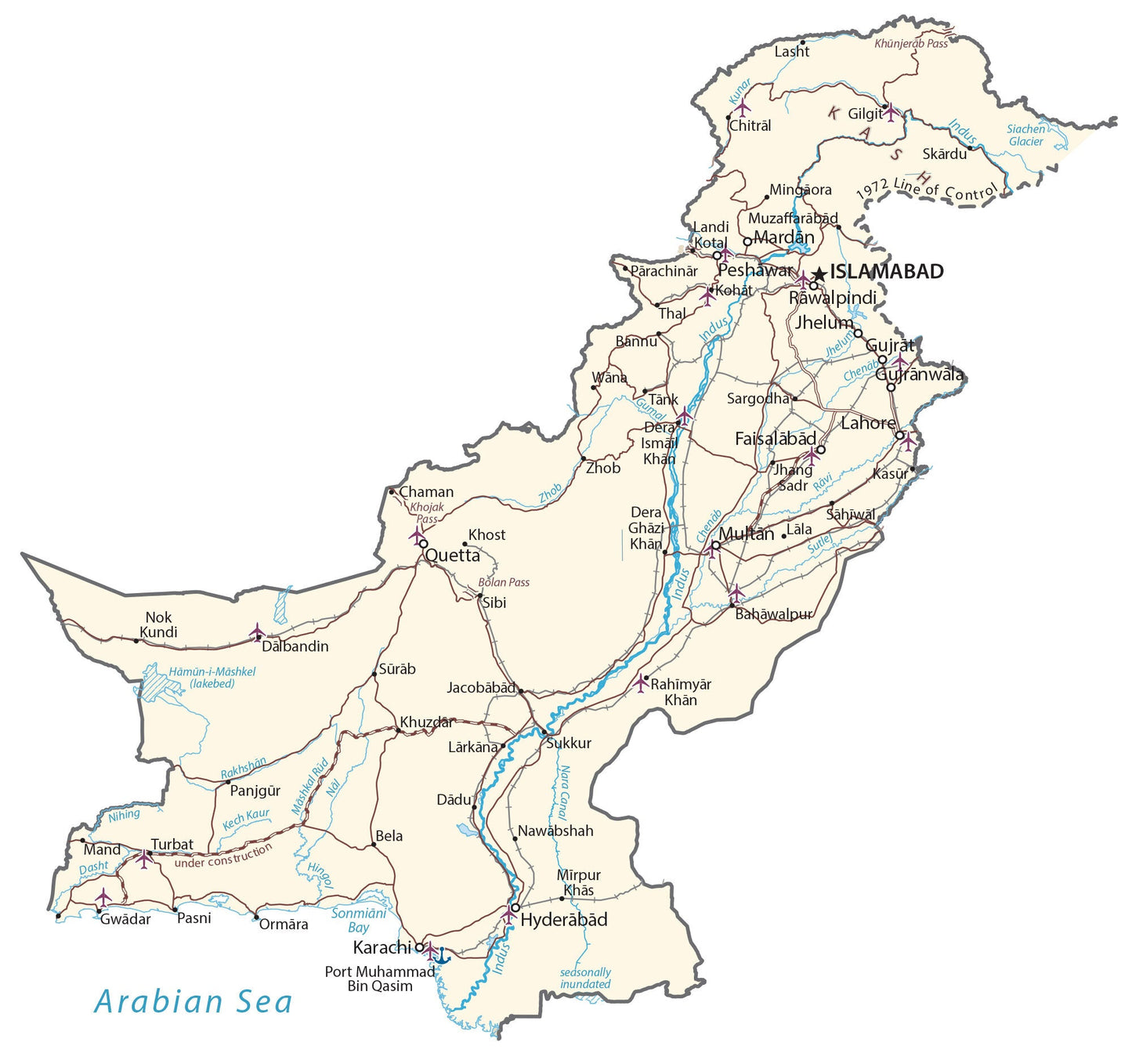 Pakistan City Road Map Glossy Poster Picture Photo Print Banner  Booma Prints
