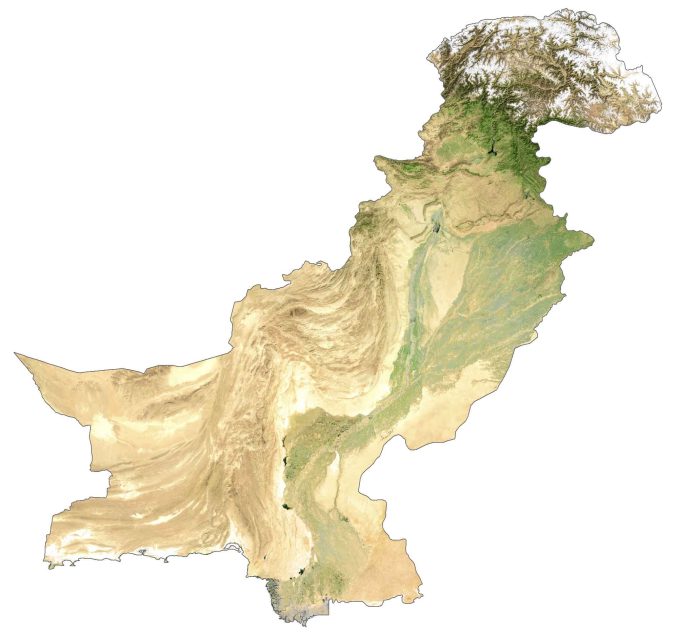 Pakistan Satellite Map Glossy Poster Picture Photo Print Banner  Booma Prints