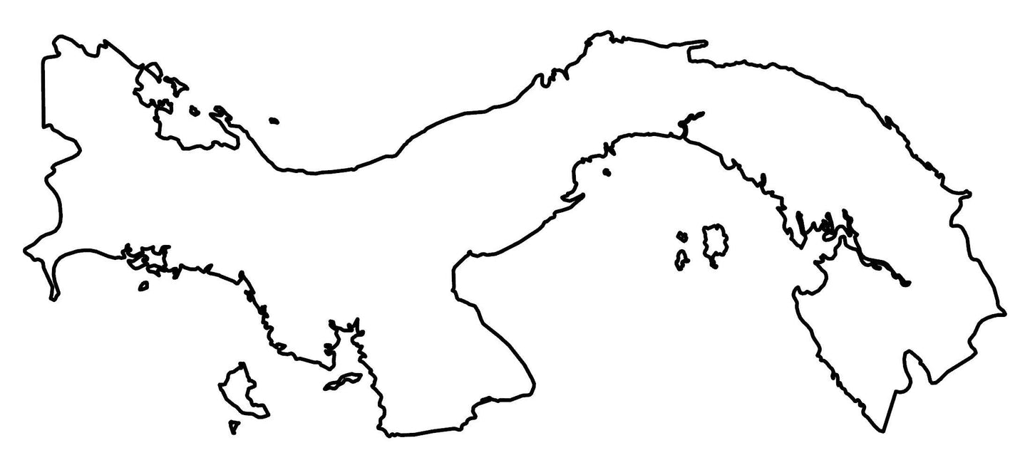 Panama Blank Outline Map Glossy Poster Picture Photo Print Banner  Booma Prints