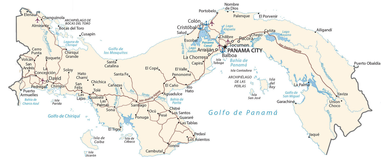 Panama City Road Map Glossy Poster Picture Photo Print Banner  Booma Prints