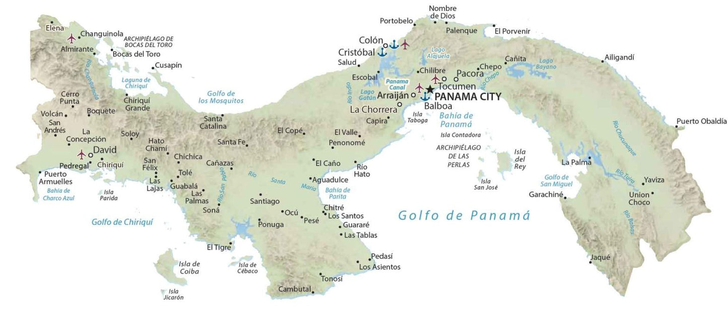 Panama Physical Map Glossy Poster Picture Photo Print Banner  Booma Prints