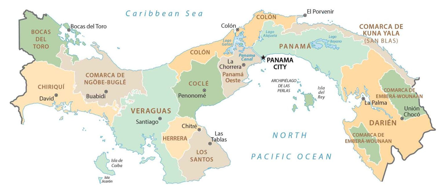 Panama Province Map Glossy Poster Picture Photo Print Banner  Booma Prints