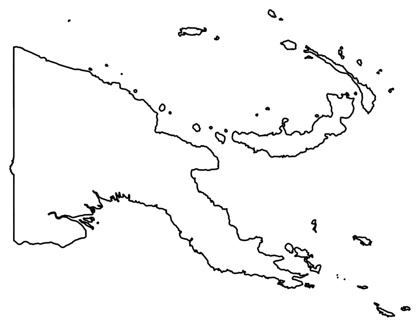 Papua New Guinea Blank Outline Map Poster Picture Photo Print Banner  Booma Prints