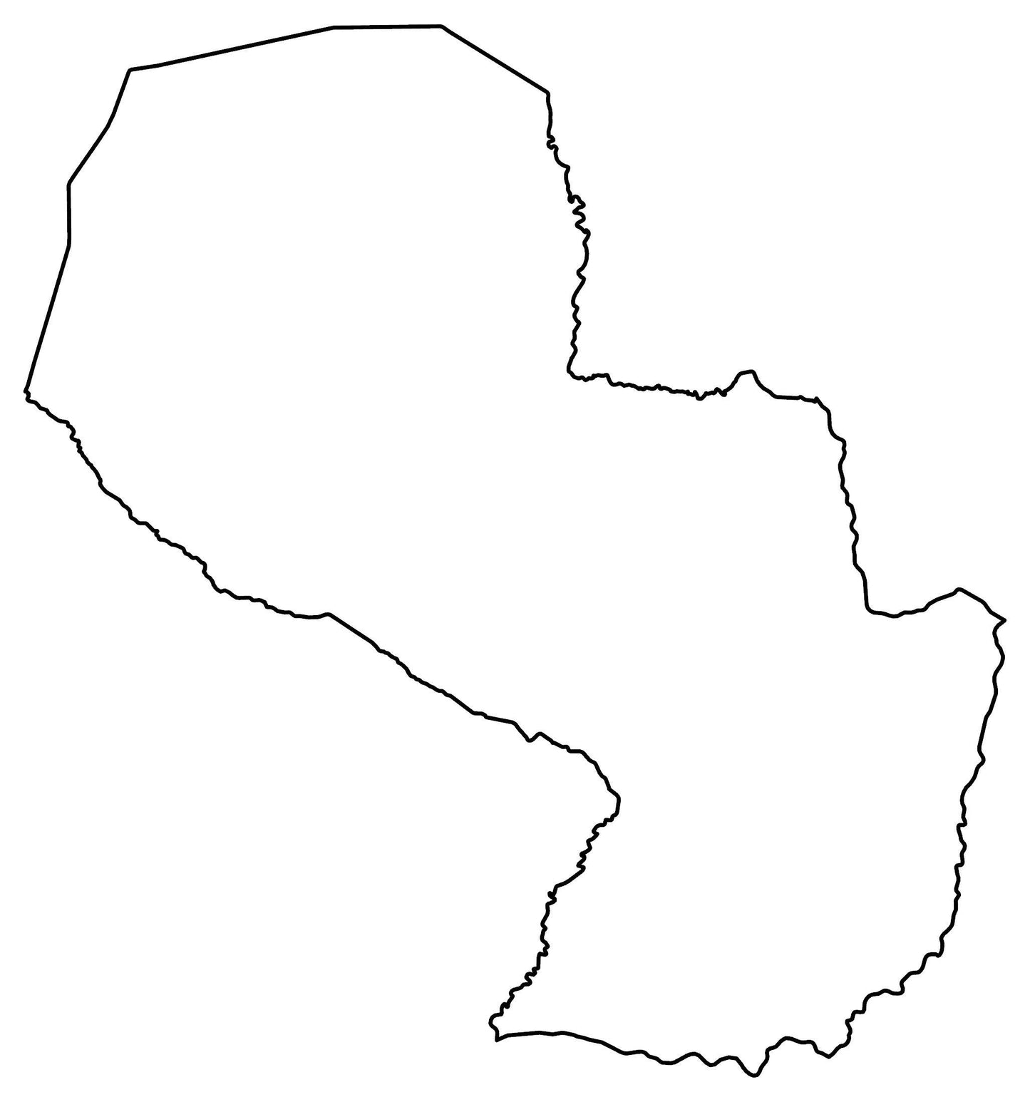 Paraguay Blank Outline Map Glossy Poster Picture Photo Print Banner  Booma Prints