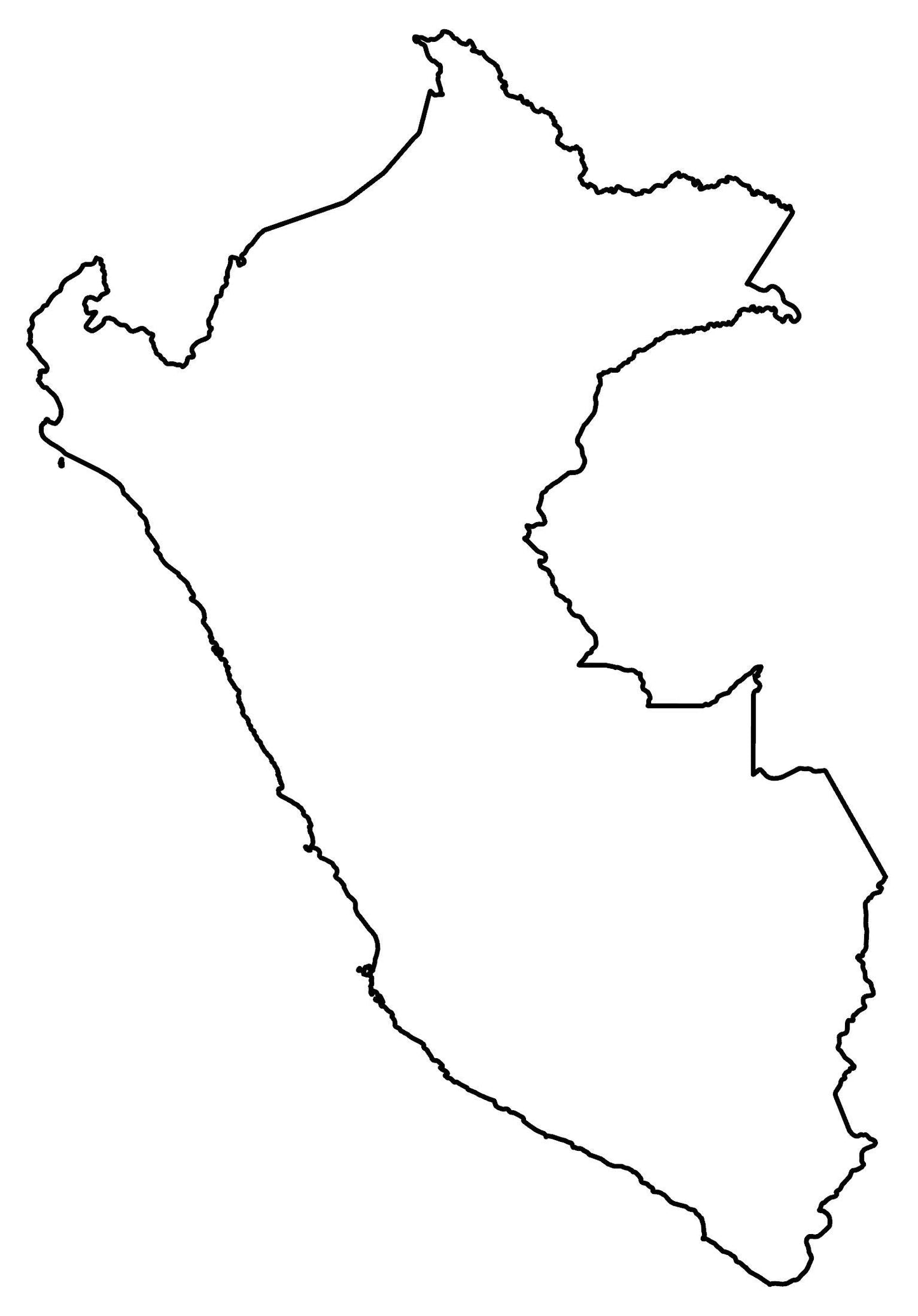 Peru Blank Outline Map Glossy Poster Picture Photo Print Banner  Booma Prints