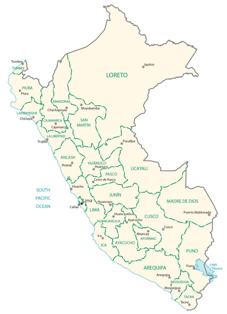 Peru Regions Province Map Glossy Poster Picture Photo Print Banner  Booma Prints