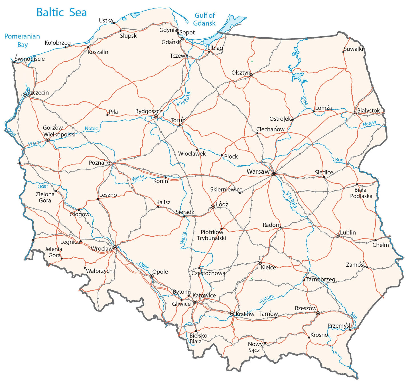Poland City Road Map Glossy Poster Picture Photo Print Banner  Booma Prints