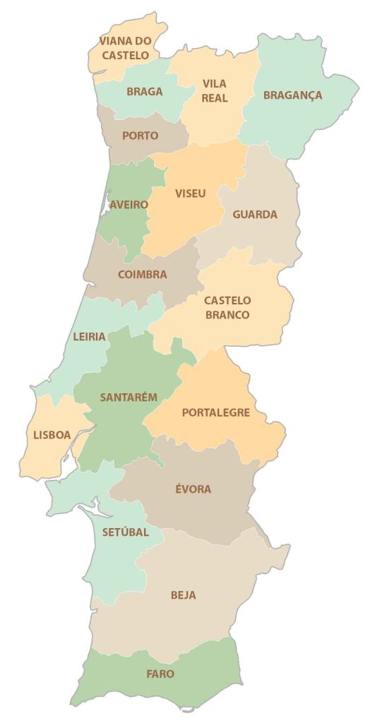 Portugal Districts Provinces Map Glossy Poster Picture Photo Print Banner  Booma Prints