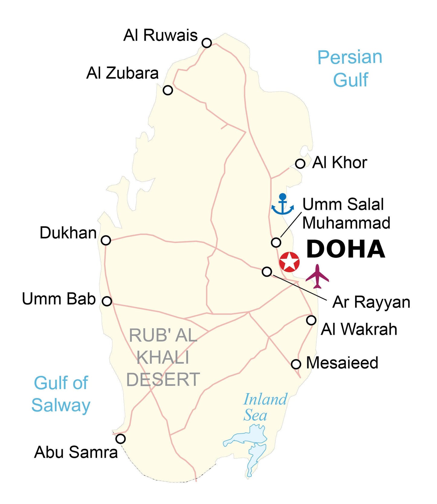 Qatar City Road Map Glossy Poster Picture Photo Print Banner  Booma Prints