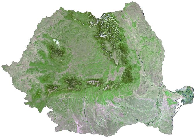 Romania Satellite Map Glossy Poster Picture Photo Print Banner  Booma Prints