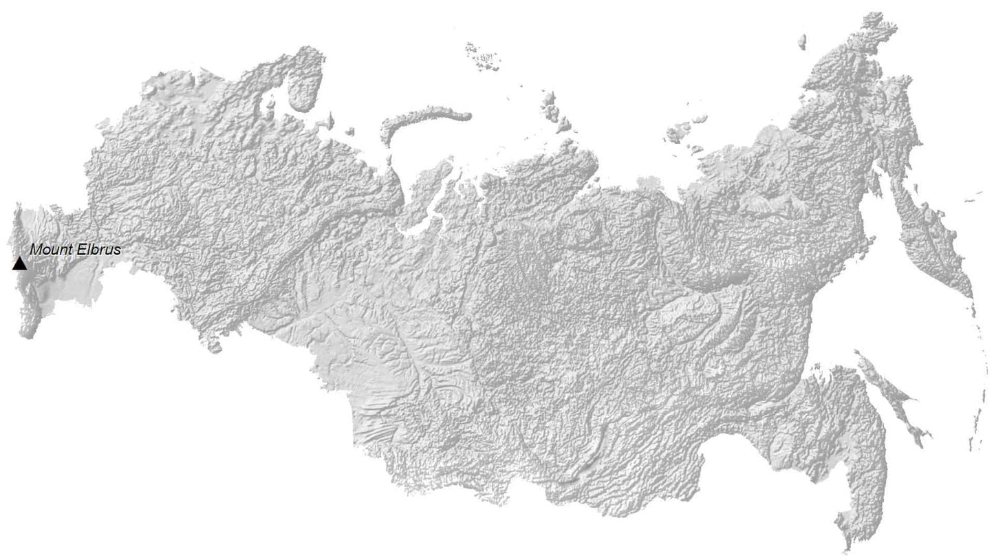 Russia Elevation Map Glossy Poster Picture Photo Print Banner  Booma Prints
