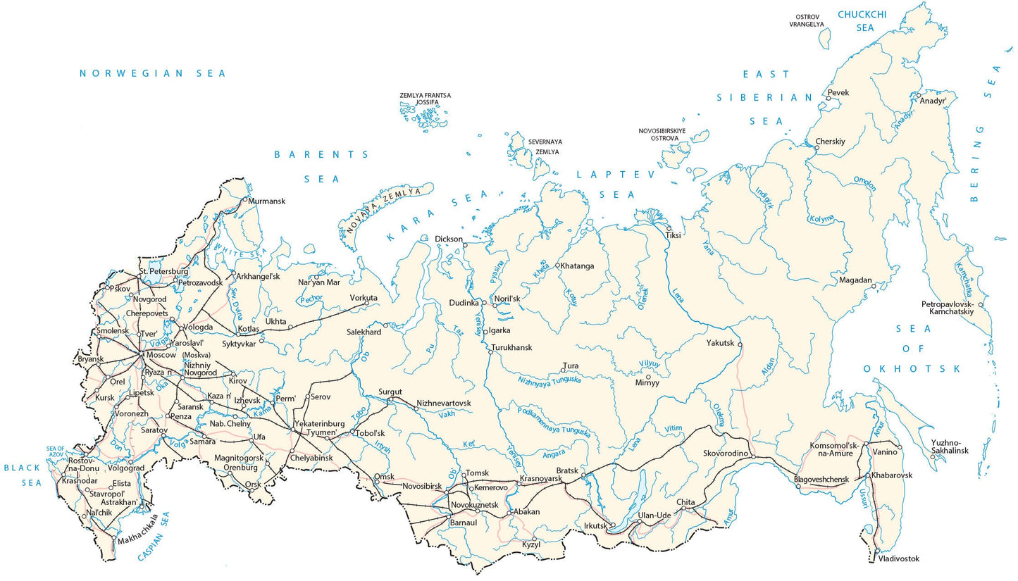 Russia City Road Map Glossy Poster Picture Photo Print Banner  Booma Prints