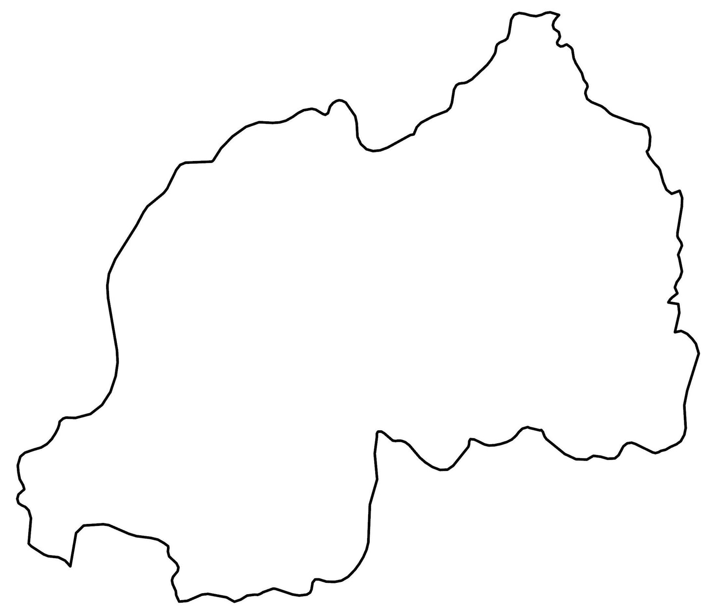 Rwanda Blank Outline Map Glossy Poster Picture Photo Print Banner  Booma Prints