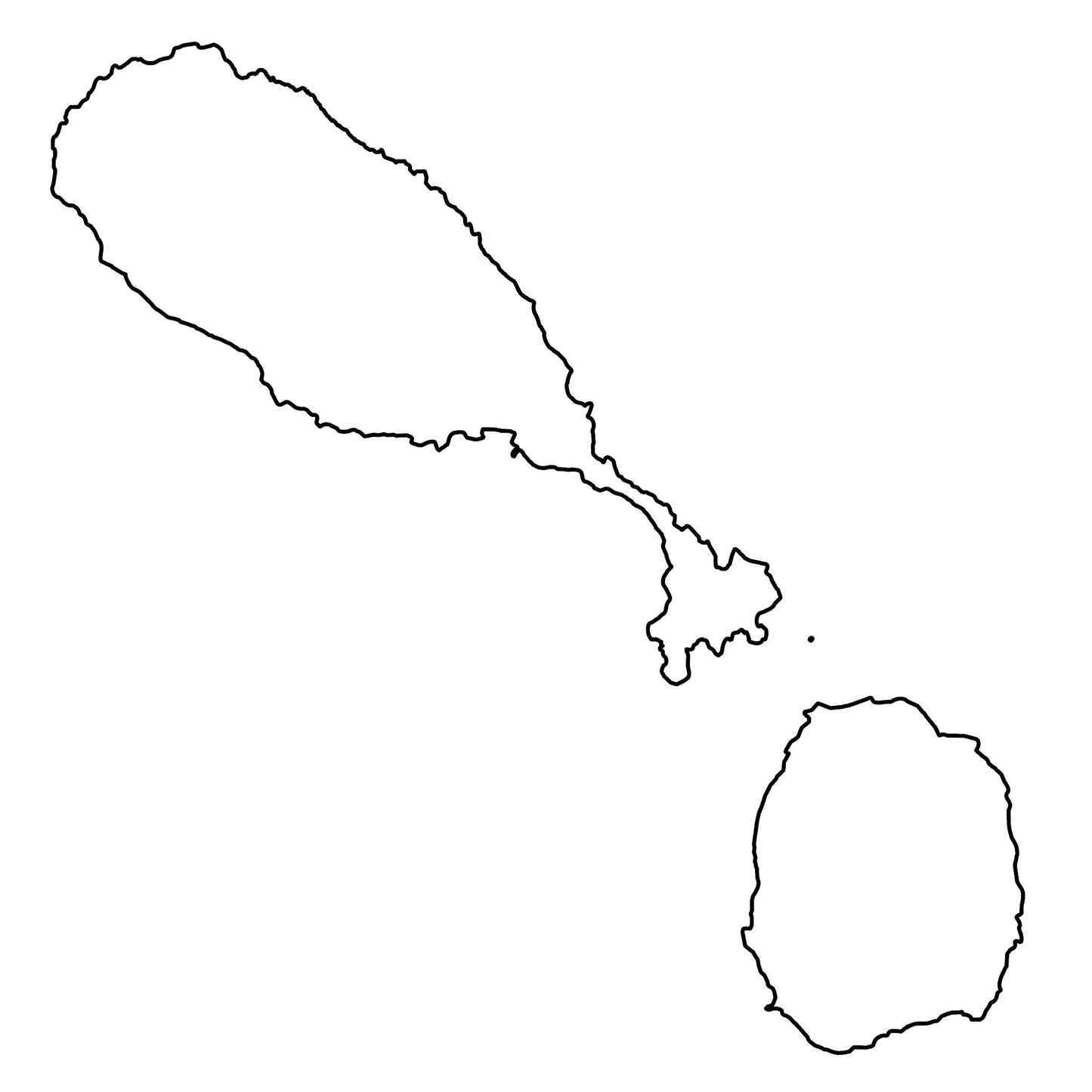Saint Kitts And Nevis Blank Outline Map Poster Picture Photo Print Banner  Booma Prints