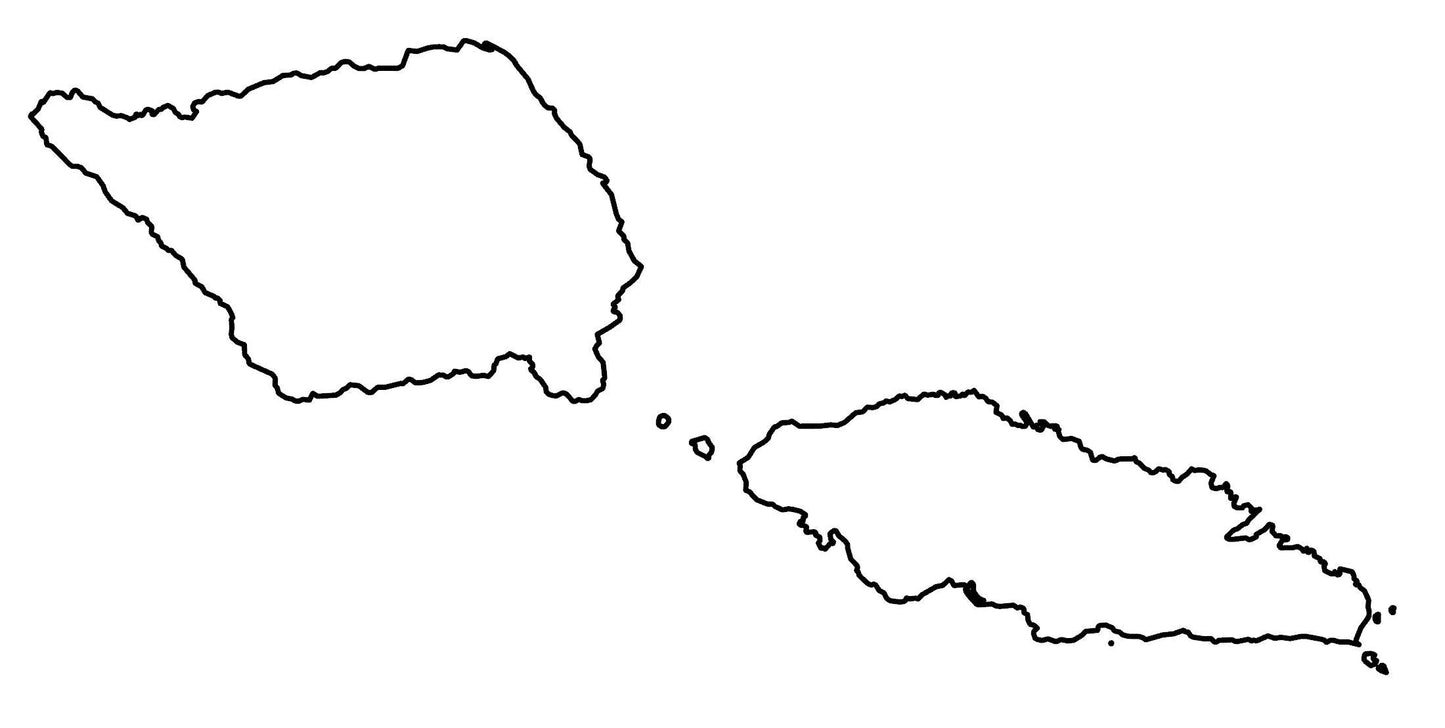 Samoa Blank Outline Map Glossy Poster Picture Photo Print Banner  Booma Prints