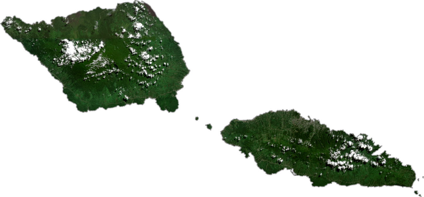 Samoa Satellite Map Glossy Poster Picture Photo Print Banner  Booma Prints