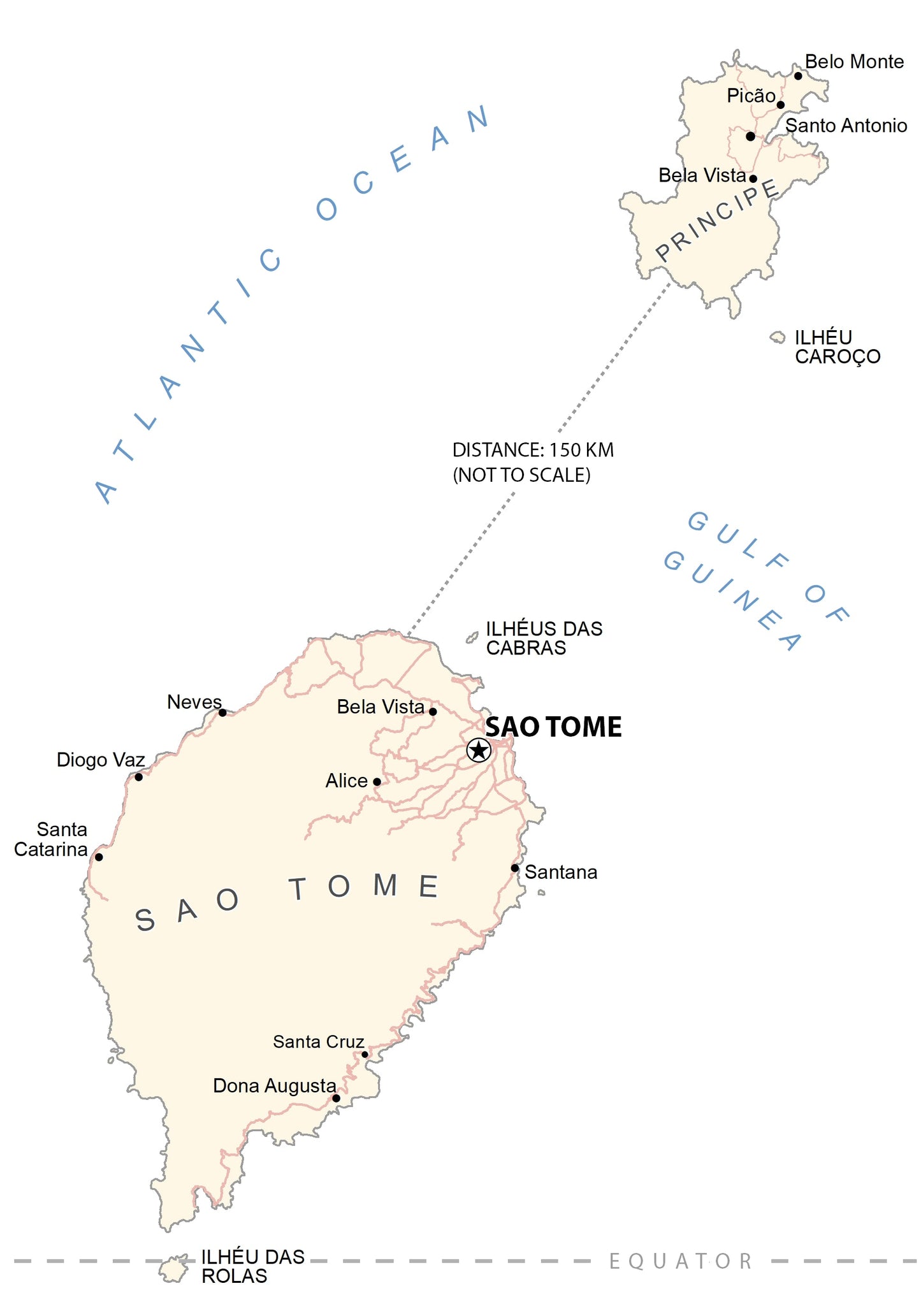 Sao Tome And Principe Road Map Glossy Poster Picture Photo Print Banner  Booma Prints