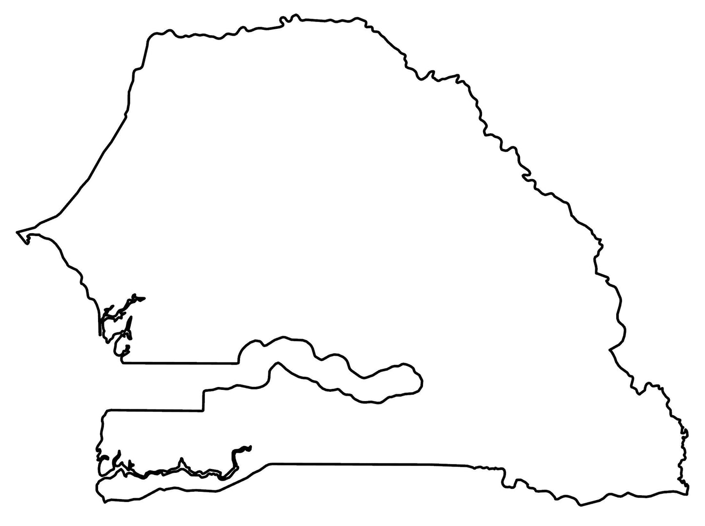 Senegal Blank Outline Map Glossy Poster Picture Photo Print Banner  Booma Prints