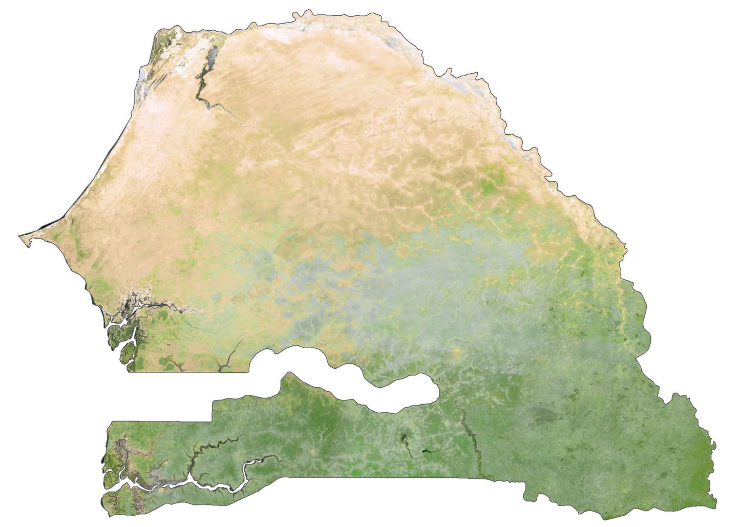 Senegal Satellite Map Glossy Poster Picture Photo Print Banner  Booma Prints