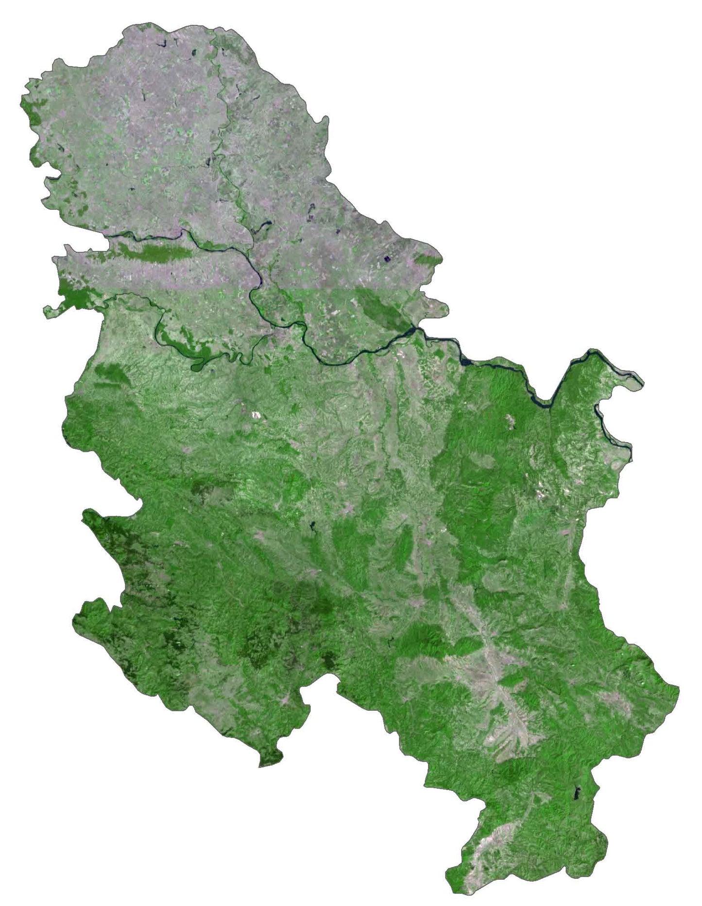 Serbia Satellite Map Glossy Poster Picture Photo Print Banner  Booma Prints