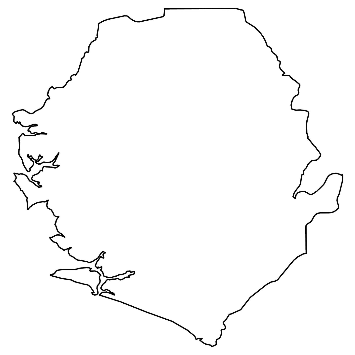 Sierra Leone Blank Outline Map Glossy Poster Picture Photo Print Banner  Booma Prints