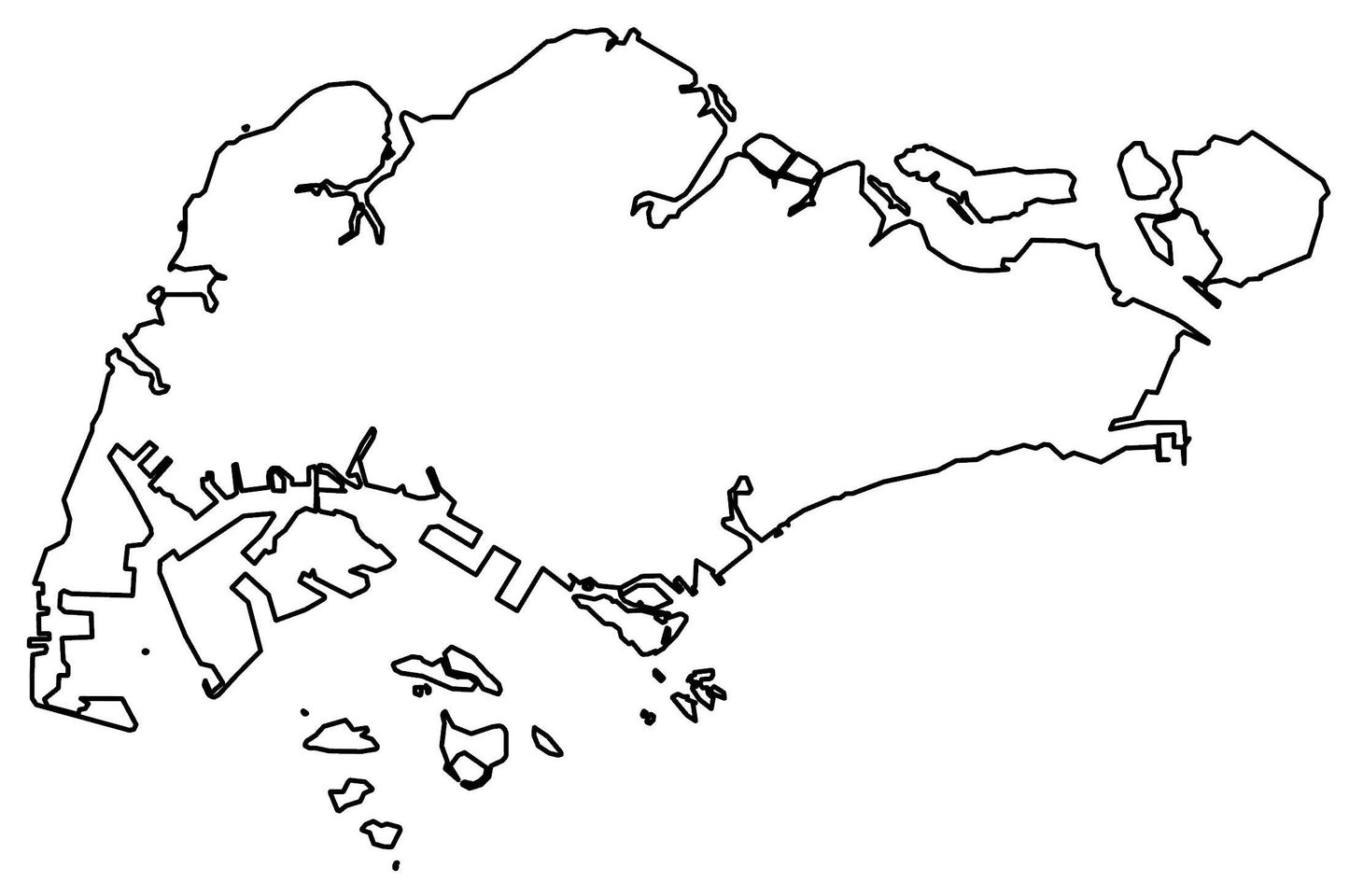 Singapore Blank Outline Map Glossy Poster Picture Photo Print Banner  Booma Prints