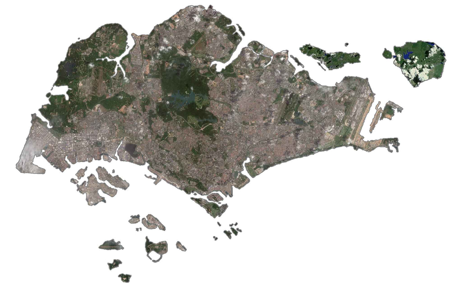 Singapore Satellite Map Glossy Poster Picture Photo Print Banner  Booma Prints