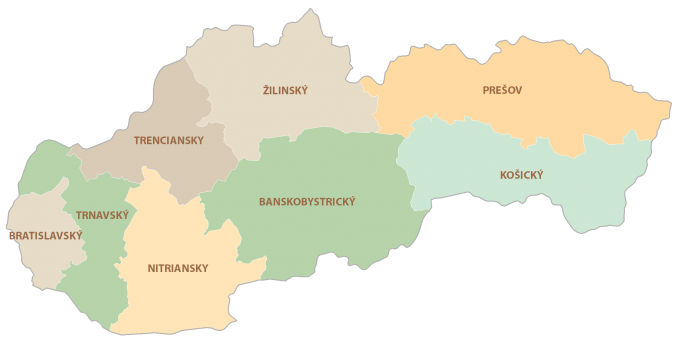 Slovakia Regions Provinces Map Glossy Poster Picture Photo Print Banner  Booma Prints