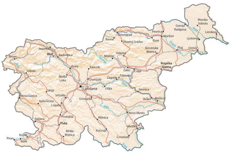 Slovenia Physical Map Glossy Poster Picture Photo Print Banner  Booma Prints