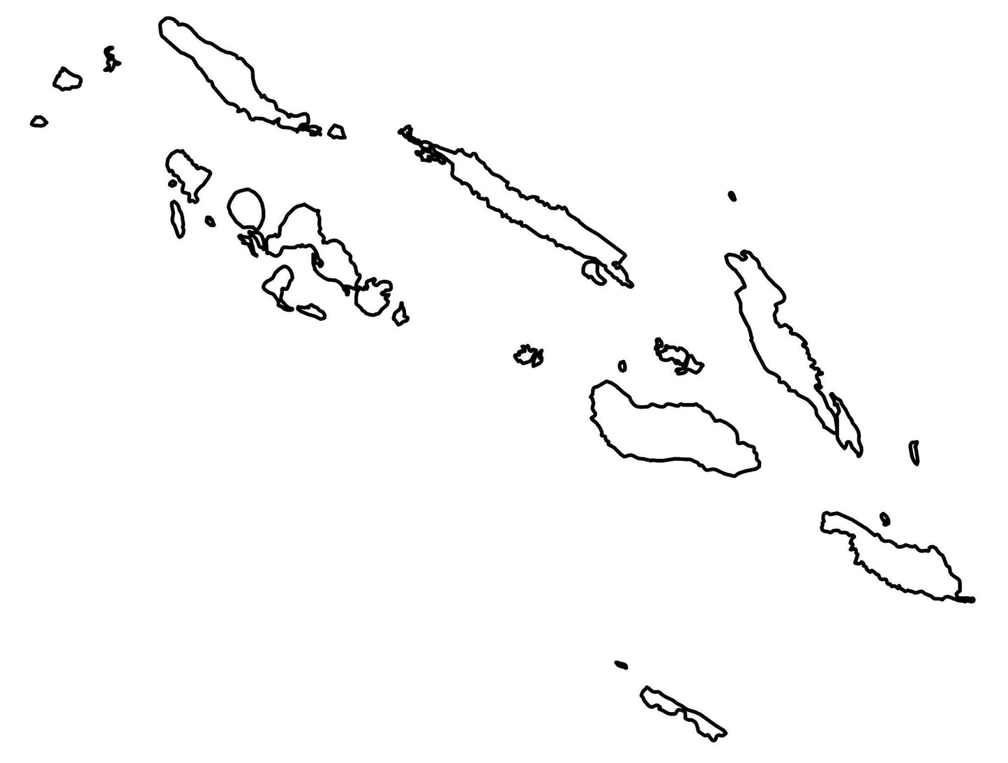 Solomon Islands Blank Outline Map Glossy Poster Picture Photo Print Banner  Booma Prints